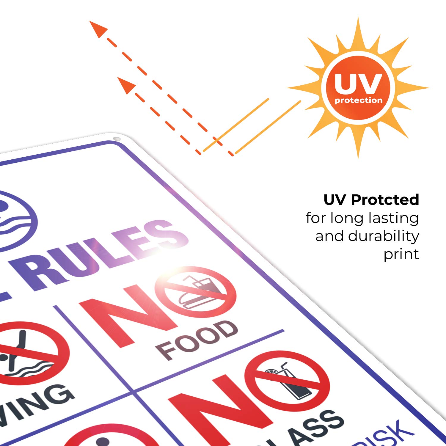 10x14 Inches Rust-Free Aluminum Pool Rules Sign - No Diving Sign, Fade-Resistant .040 Aluminum, Made in USA - Perfect for Backyard Pools, Community Pools & Water Safety