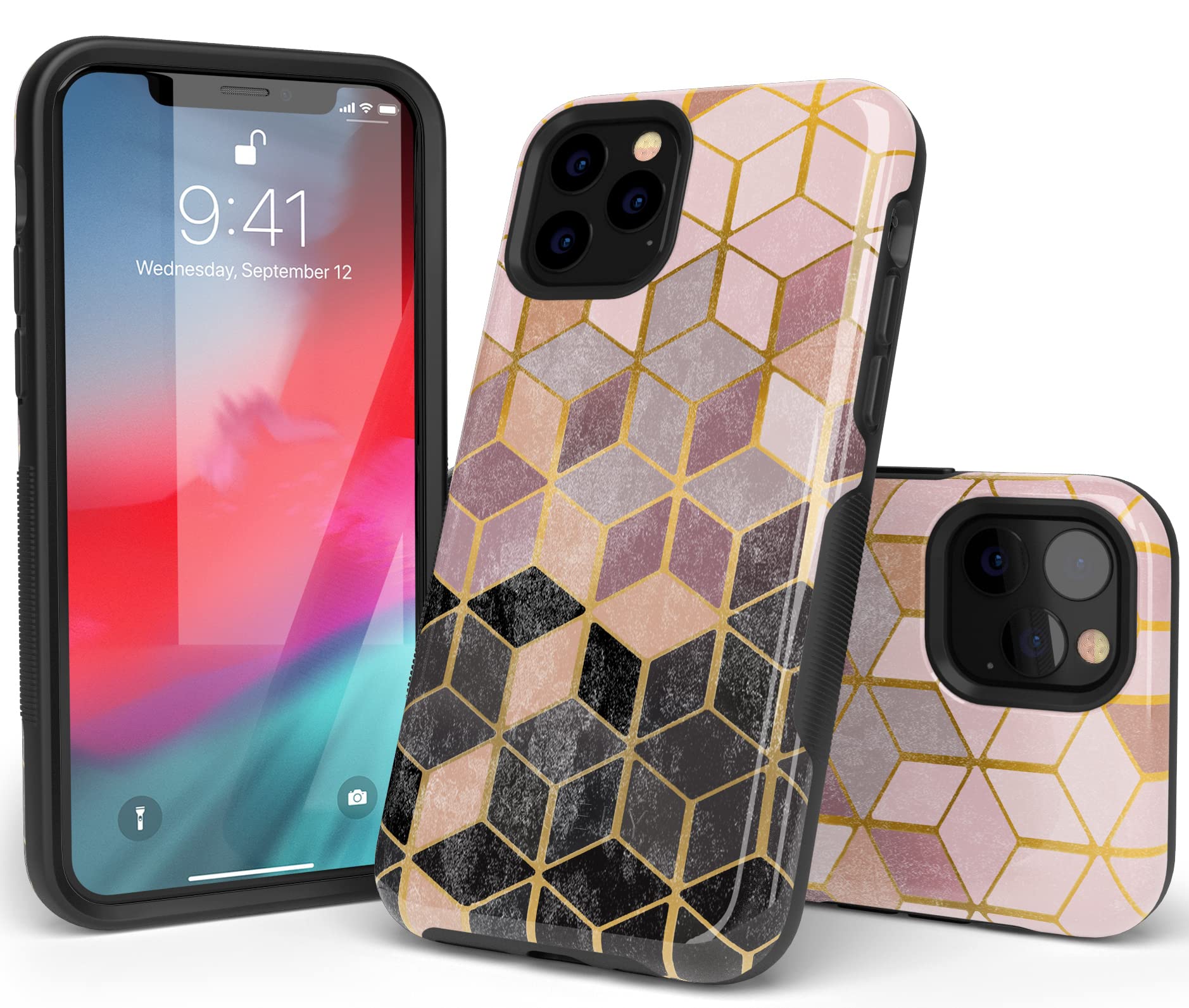 Casely iPhone 11 Pro Max Case - Geo Rose Gold Marble Protective Phone Cover | Slim Fit, Shockproof & Scratch Resistant | Perfect for Work, Travel & Everyday Use