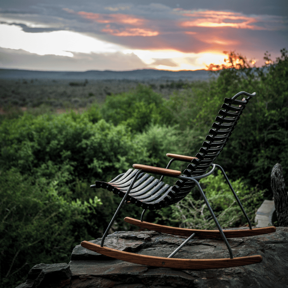 CLICK Outdoor Rocking Chair - Patio, Garden & Porch Relaxation - Comfortable All-Weather Wicker Rocking Chair for Backyard, Poolside & Deck Use