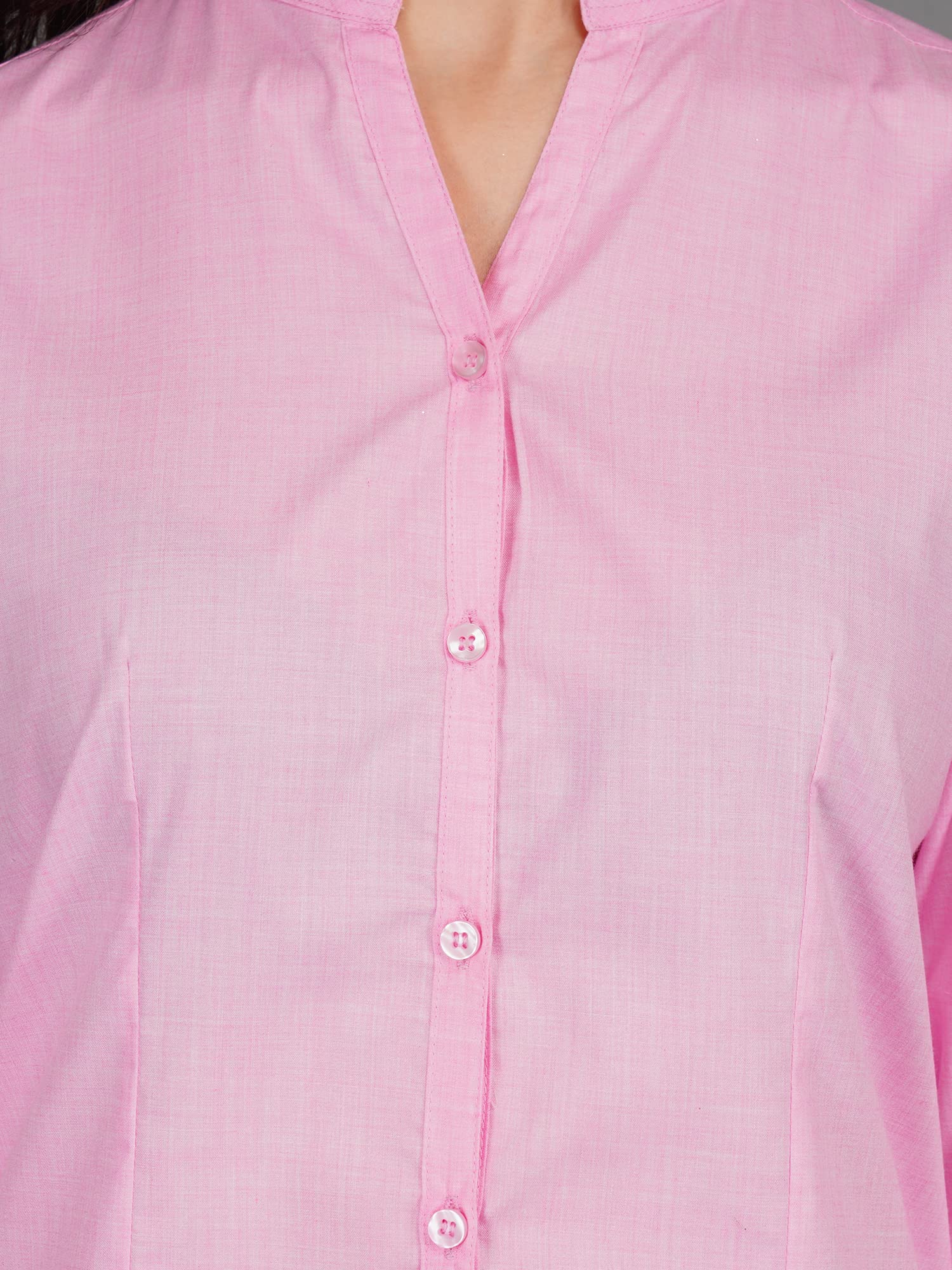 YELLOW PINE Women's Casual 3/4 Sleeve Shirt - Stylish Western Blouse for Women | Formal & Everyday Wear | Regular Fit Pink Top for Office, Dating & Outdoor Activities