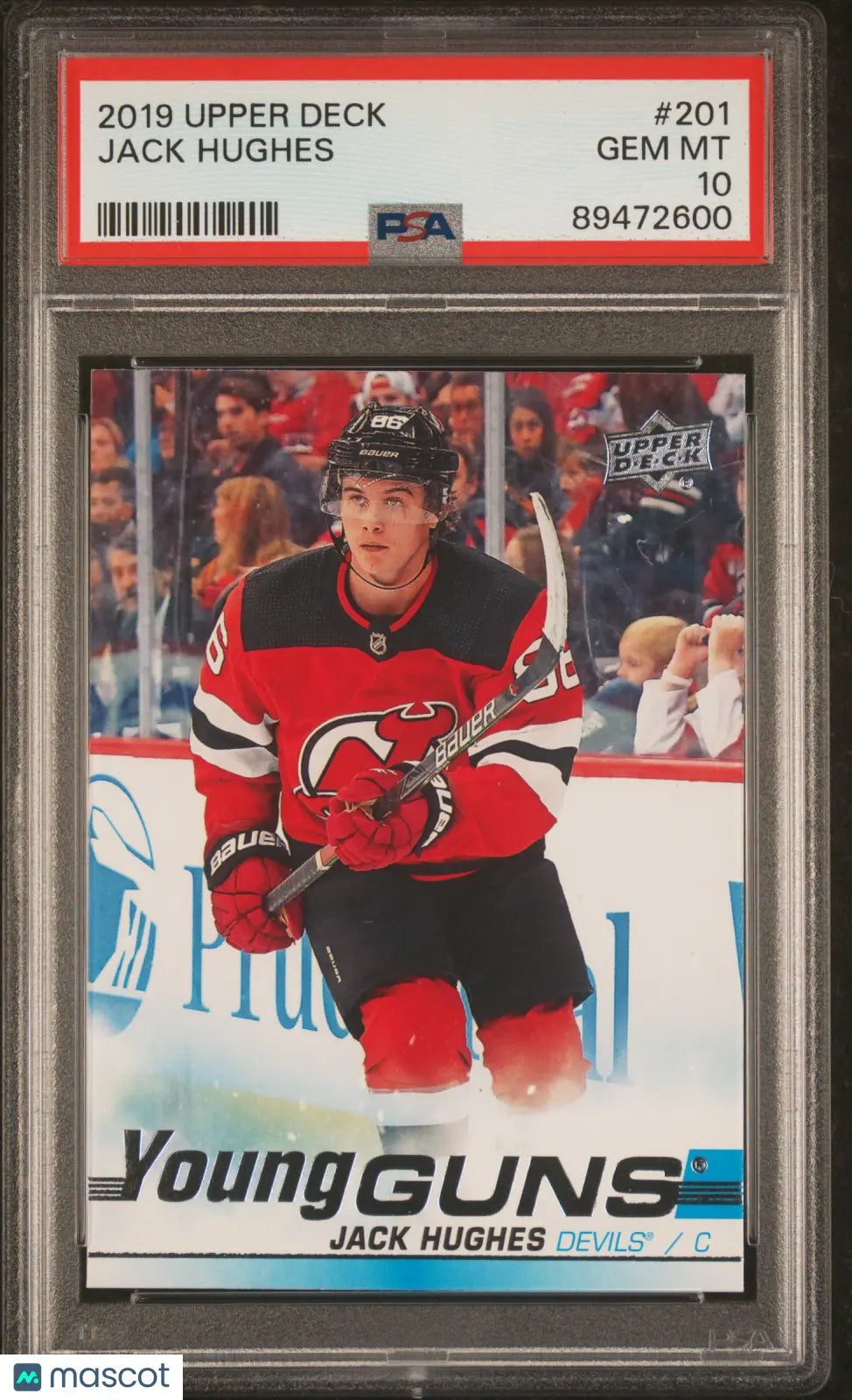 2019 Upper Deck Series 1 Hockey Jack Hughes Young Guns PSA 10 #201 Rookie Card - Perfect for Collectors, Investors & Hockey Fans - Display in Home Office, Man Cave or Sports Memorabilia Collection
