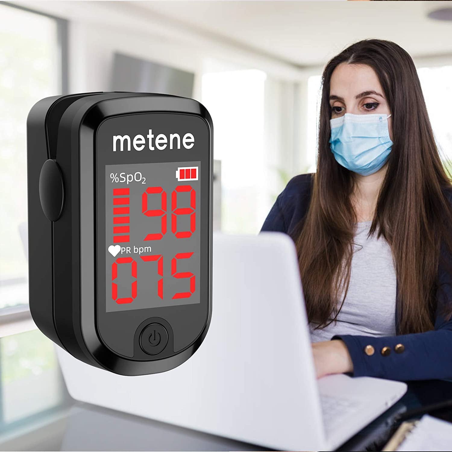 Pulse Oximeter Fingertip - Accurate Blood Oxygen Saturation & Heart Rate Monitor with LCD Display - Portable Spo2 Meter for Adults & Kids - Includes 2 Batteries & Lanyard (Matte Black) - Ideal for Home Use, Travel, Sports & Health Monitoring