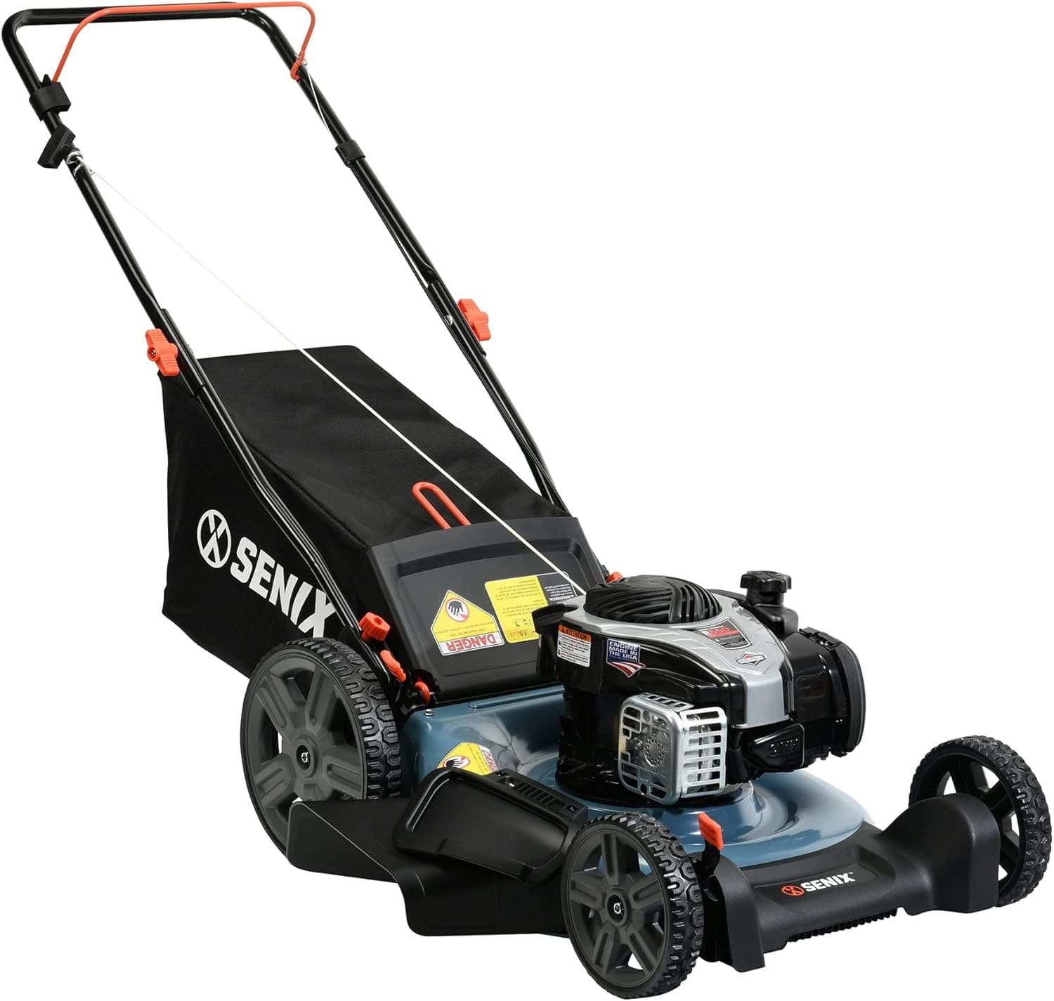 SENIX 21-Inch 140cc 4-Cycle Briggs & Stratton Gas Powered Push Lawn Mower - 3-in-1 Mulching, Bagging & Side Discharge - Perfect for Small to Medium Yards, Landscaping & Lawn Maintenance