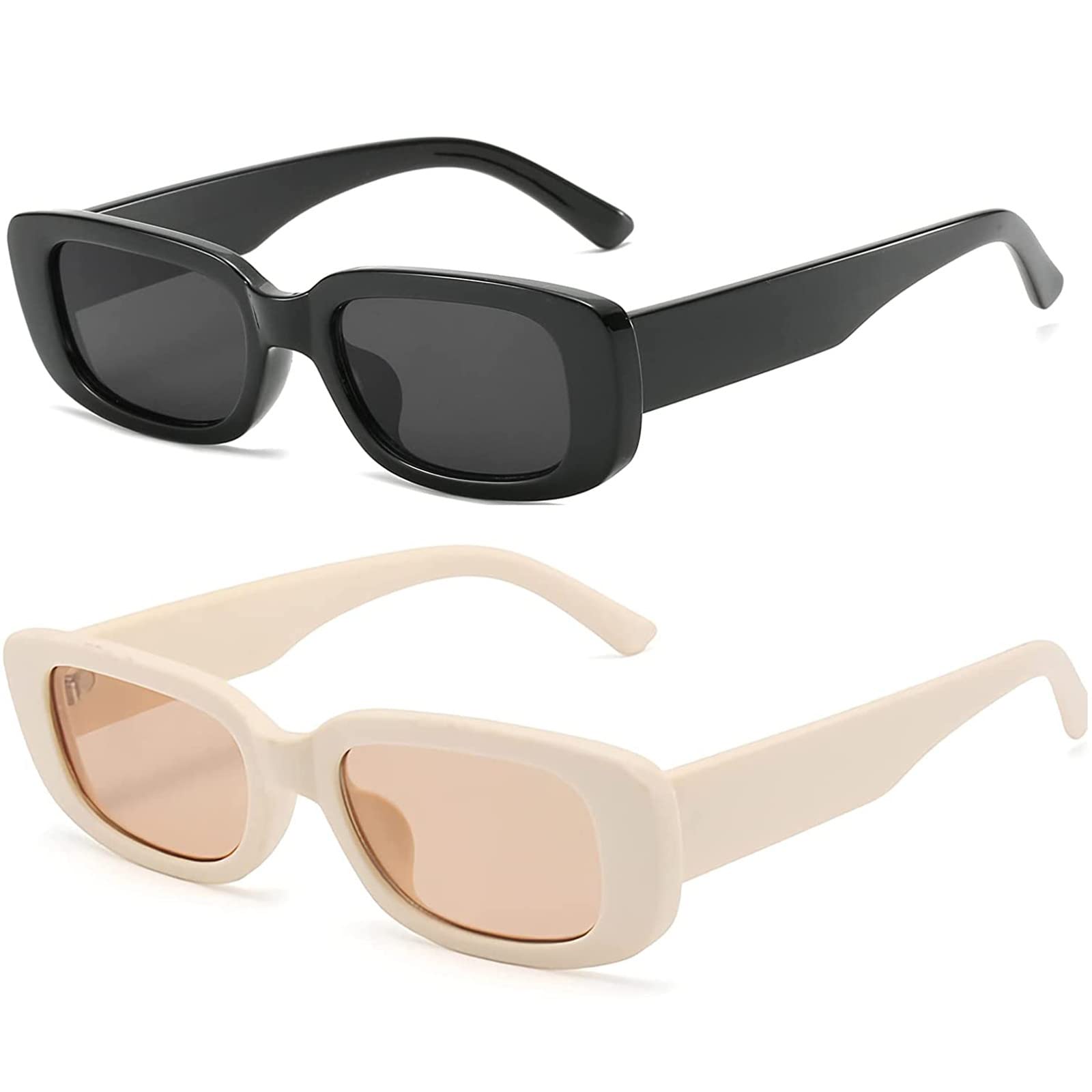 Retro Rectangle Sunglasses for Women - Vintage Small Square UV Protection Sunglasses for Cycling, Golf, Fishing & Outdoor Activities
