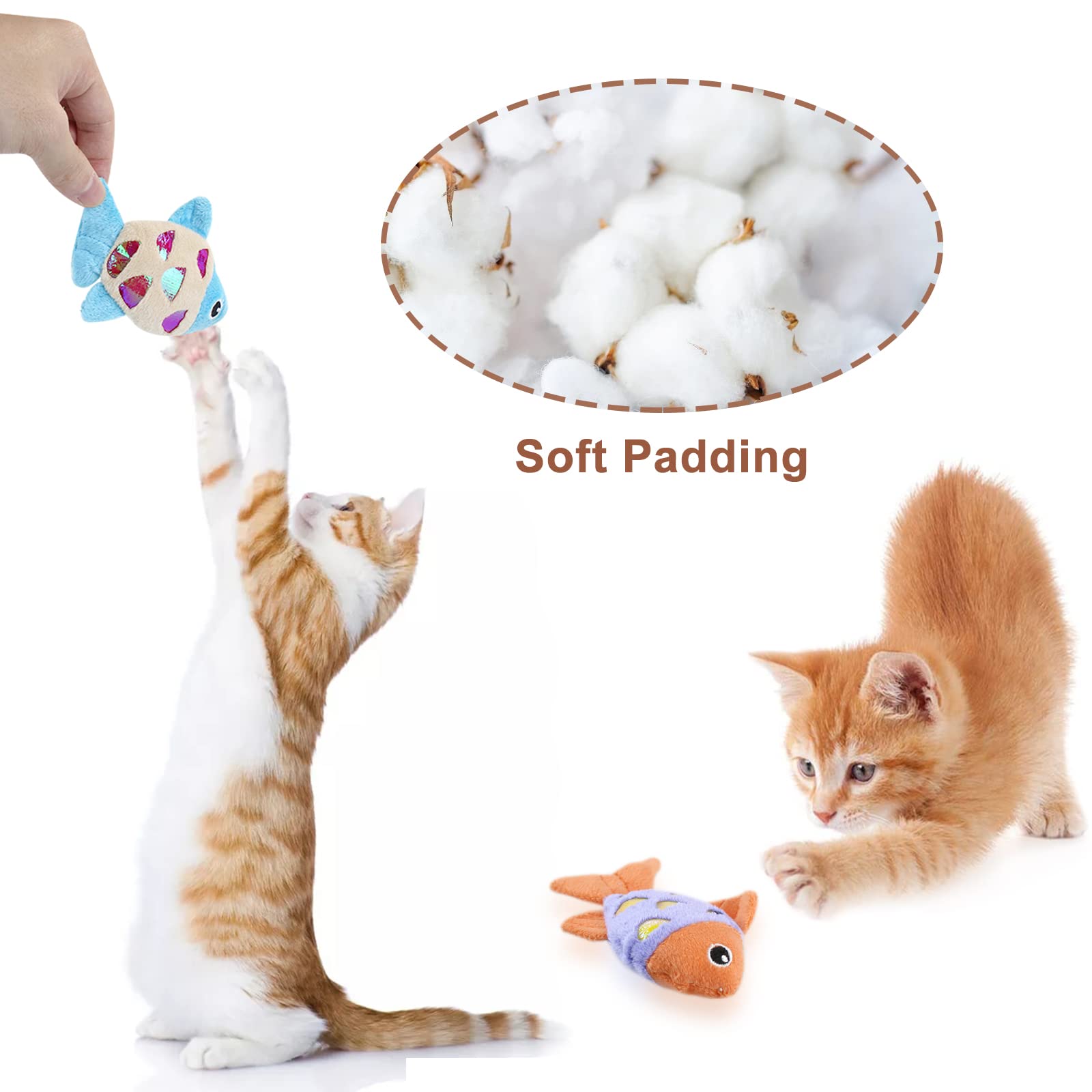 Andiker Catnip Toys for Indoor Cats - 2 Pack Crinkle Fish Cat Toys with Shine Rings, Interactive Chew & Play Toys for Kittens - Perfect for Playtime, Training & Bonding with Your Feline Friend