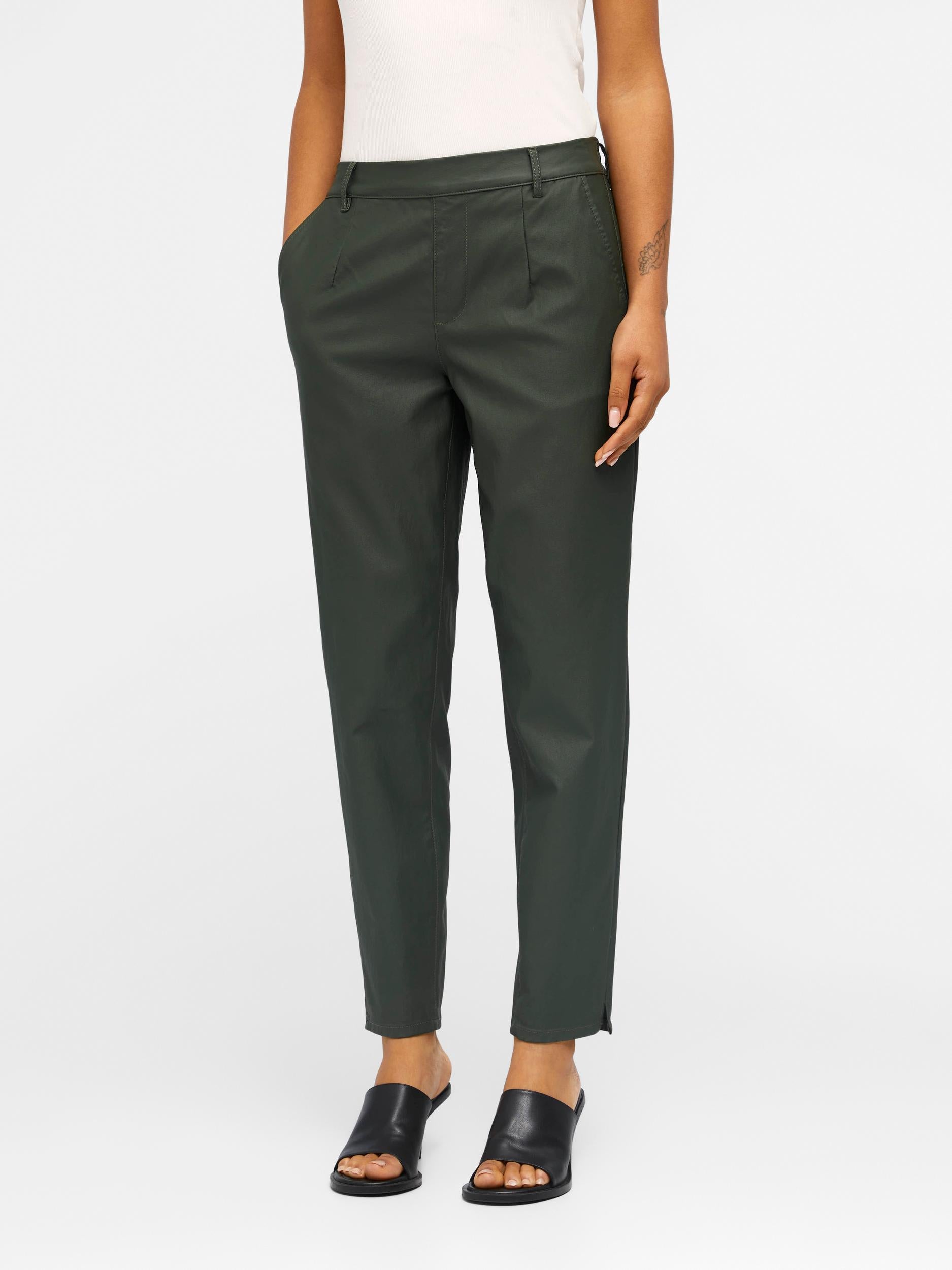 Lisa Coated Pants for Women - Duffle Bag Green Waterproof High-Waisted Leggings | Gym, Running, Yoga, Outdoor Activities