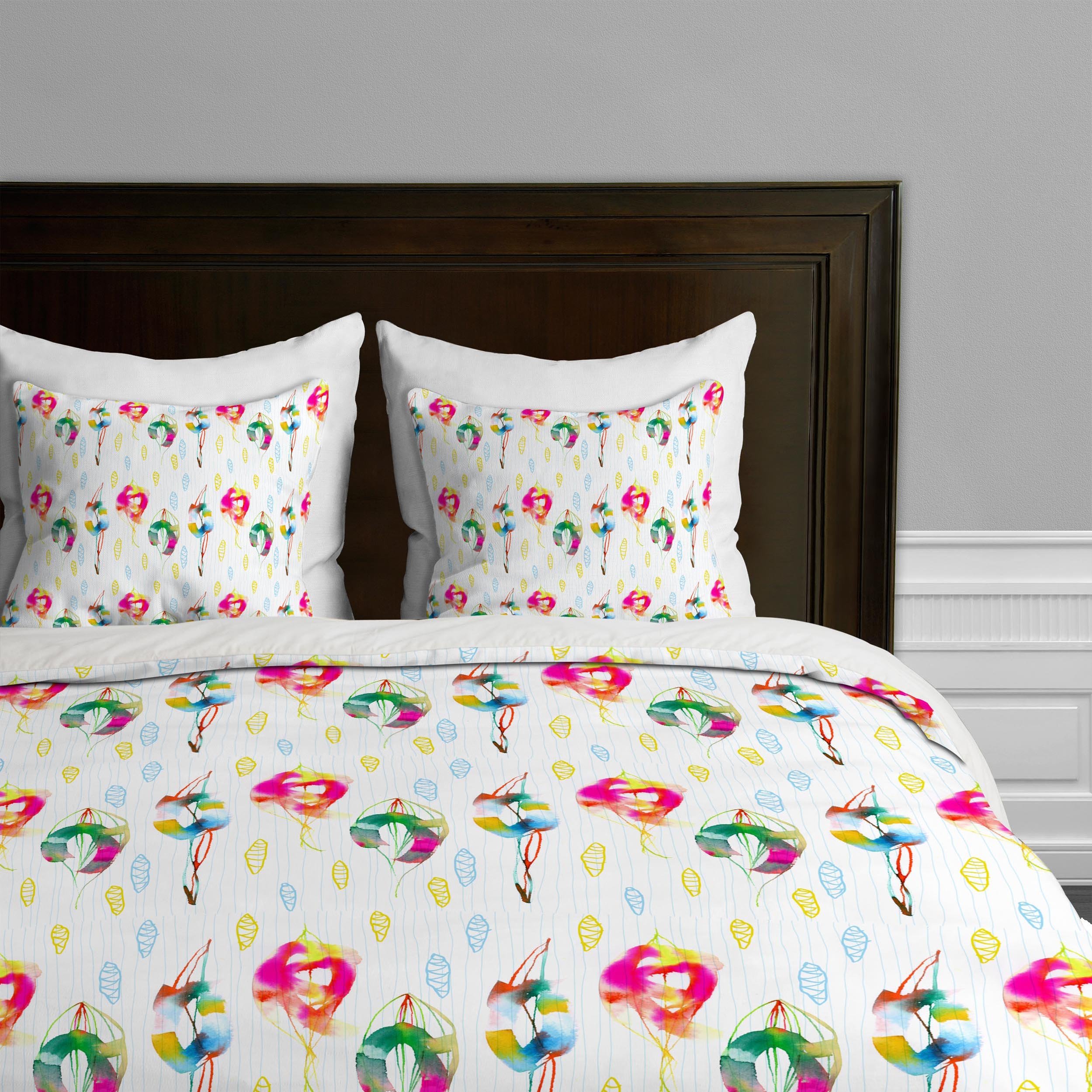 Deny Designs Marta Spendowska Watercolor 2 Duvet Cover Queen Size - Soft & Vibrant Printed Bedding Set for Modern Bedroom Decor | Perfect for Guest Rooms, Master Bedrooms & Dorm Rooms