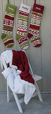 Personalized Large Knit Christmas Stockings with Green Cuff - Deer & Tree Design - Perfect for Holiday Decor, Fireplace Mantel & Gift Giving