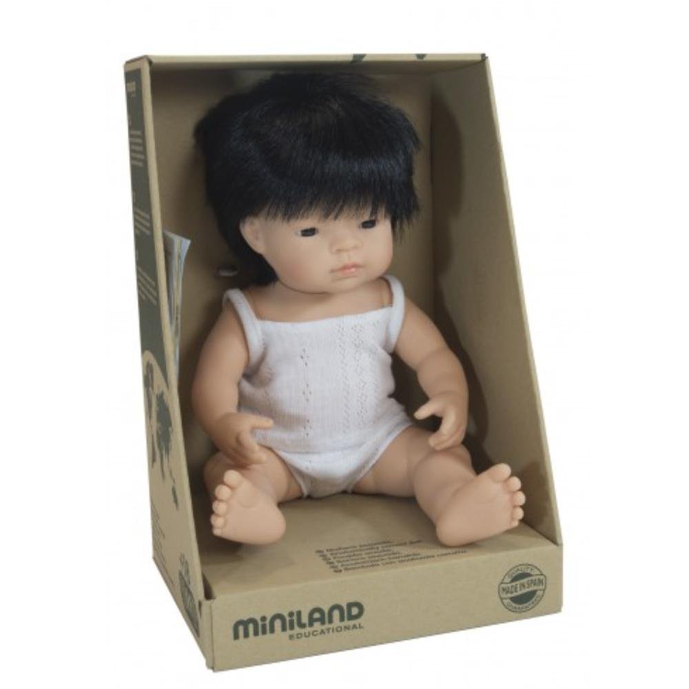 Miniland Anatomically Correct Asian Boy Doll - Educational Toy for Kids, Cultural Diversity Learning, Pretend Play & Social Development - Perfect for Home, Classroom & Therapy Use