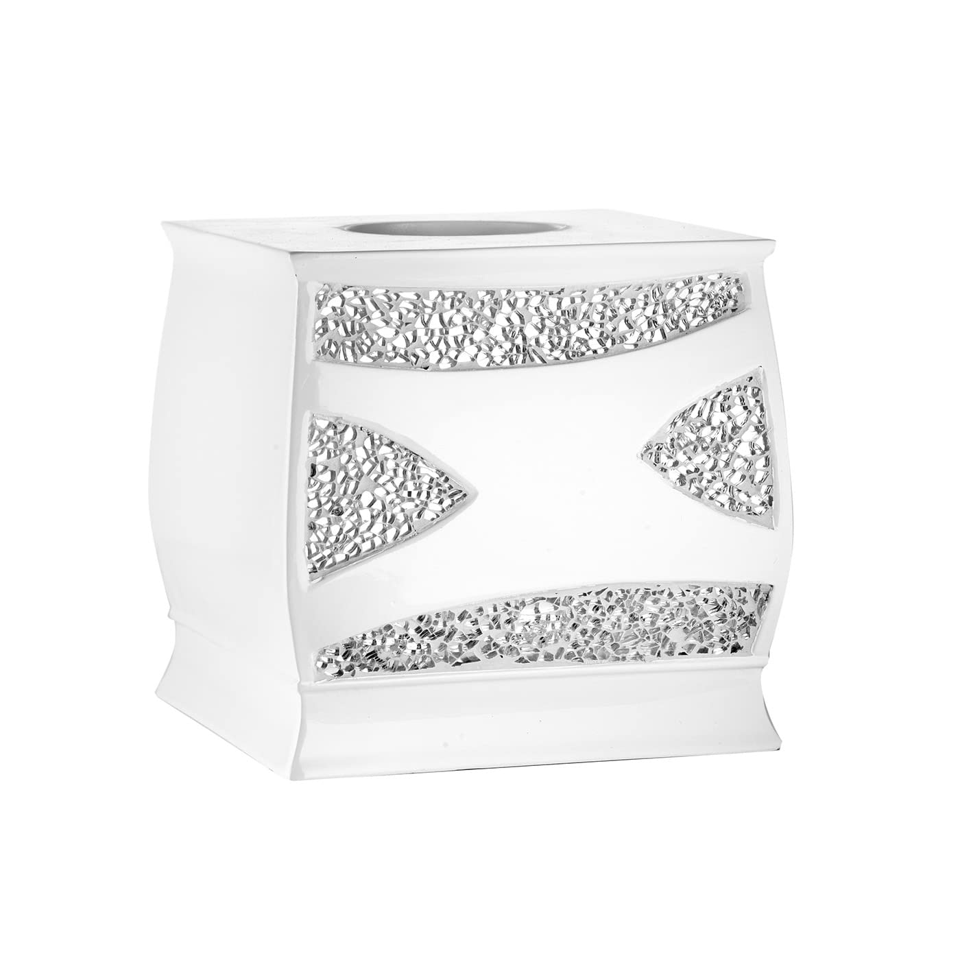 Premium 5-Piece Bathroom Accessory Set - Soap Dispenser, Toothbrush Holder, Tumbler, Waste Bin & Tissue Box (White) | Modern Bathroom Organization for Home & Hotel Use