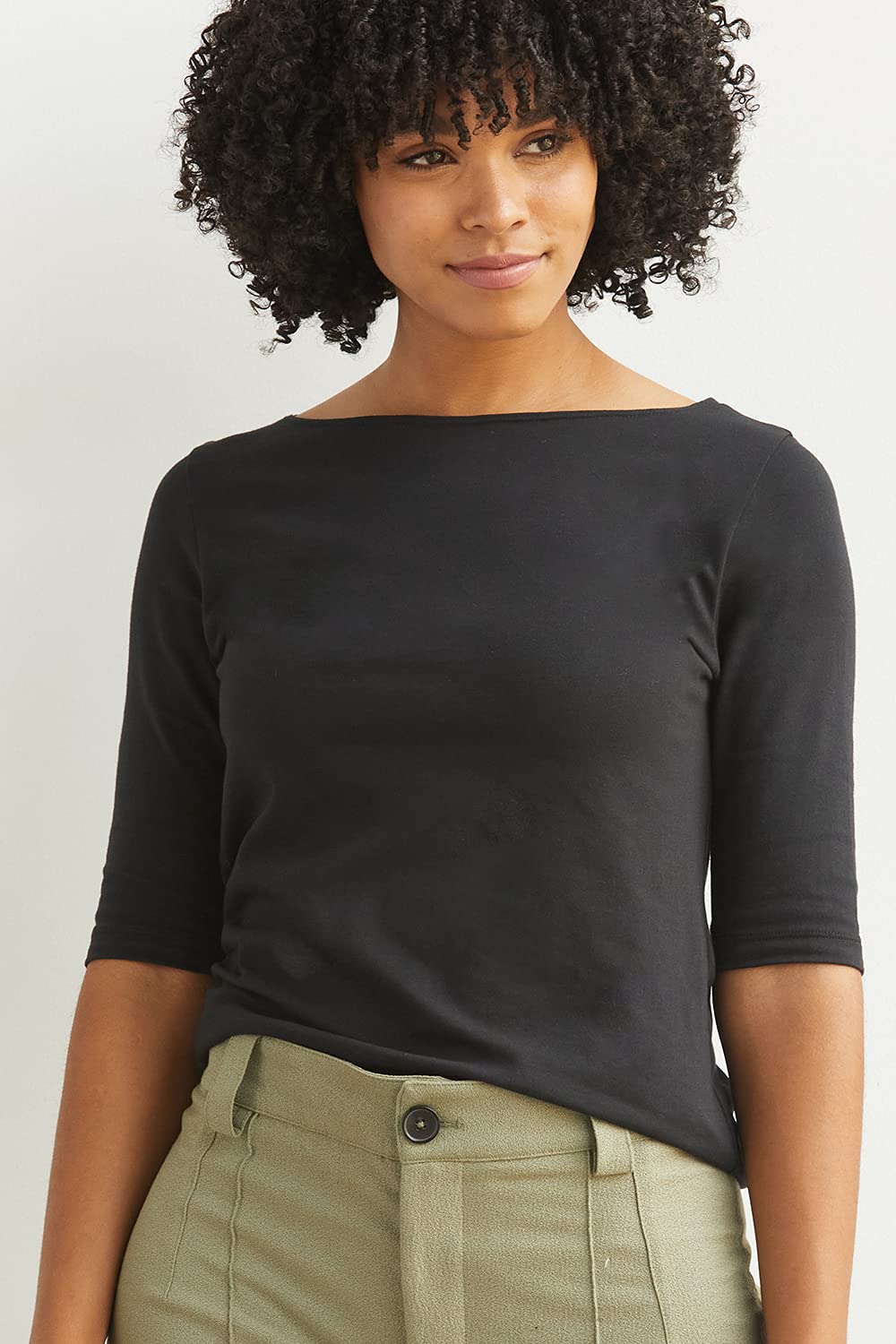 Organic Pima Cotton Women's Half Sleeve Boat Neck T-Shirt - Soft Breathable Casual Top for Summer, Work & Everyday Wear