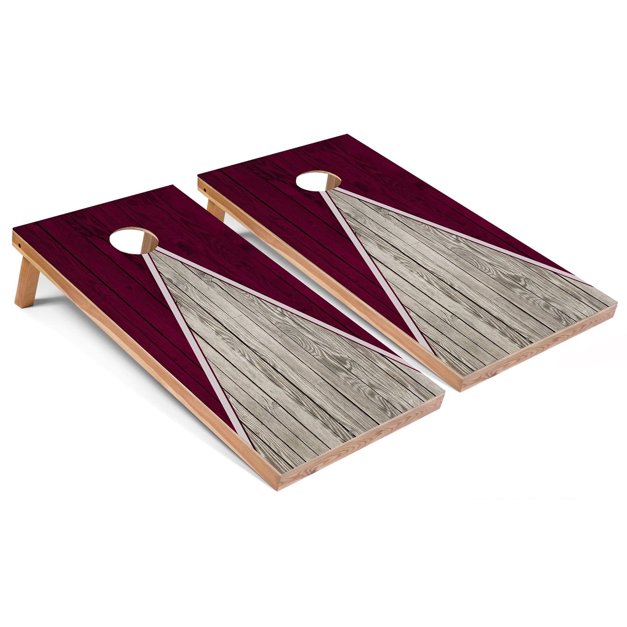 Premium Maroon Pyramid 2x4 Cornhole Board Game Set - Regulation Size Outdoor Lawn Game for Backyard Parties, Tailgating & Beach Fun