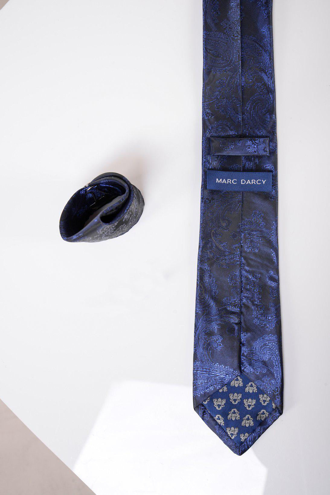 Stylish Navy Paisley Tie and Pocket Square Set for Men - Premium Silk Accessories for Weddings, Business Meetings & Formal Events