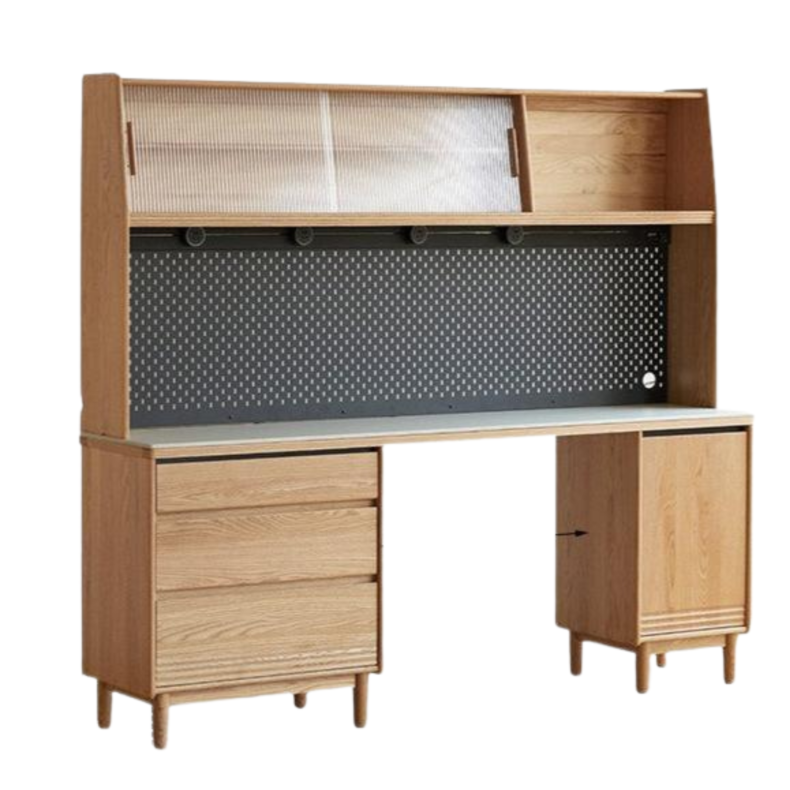 Solid Oak and Ash Wood Modern Rock Board Sideboard - Stylish Storage for Living Room, Dining Room, or Entryway