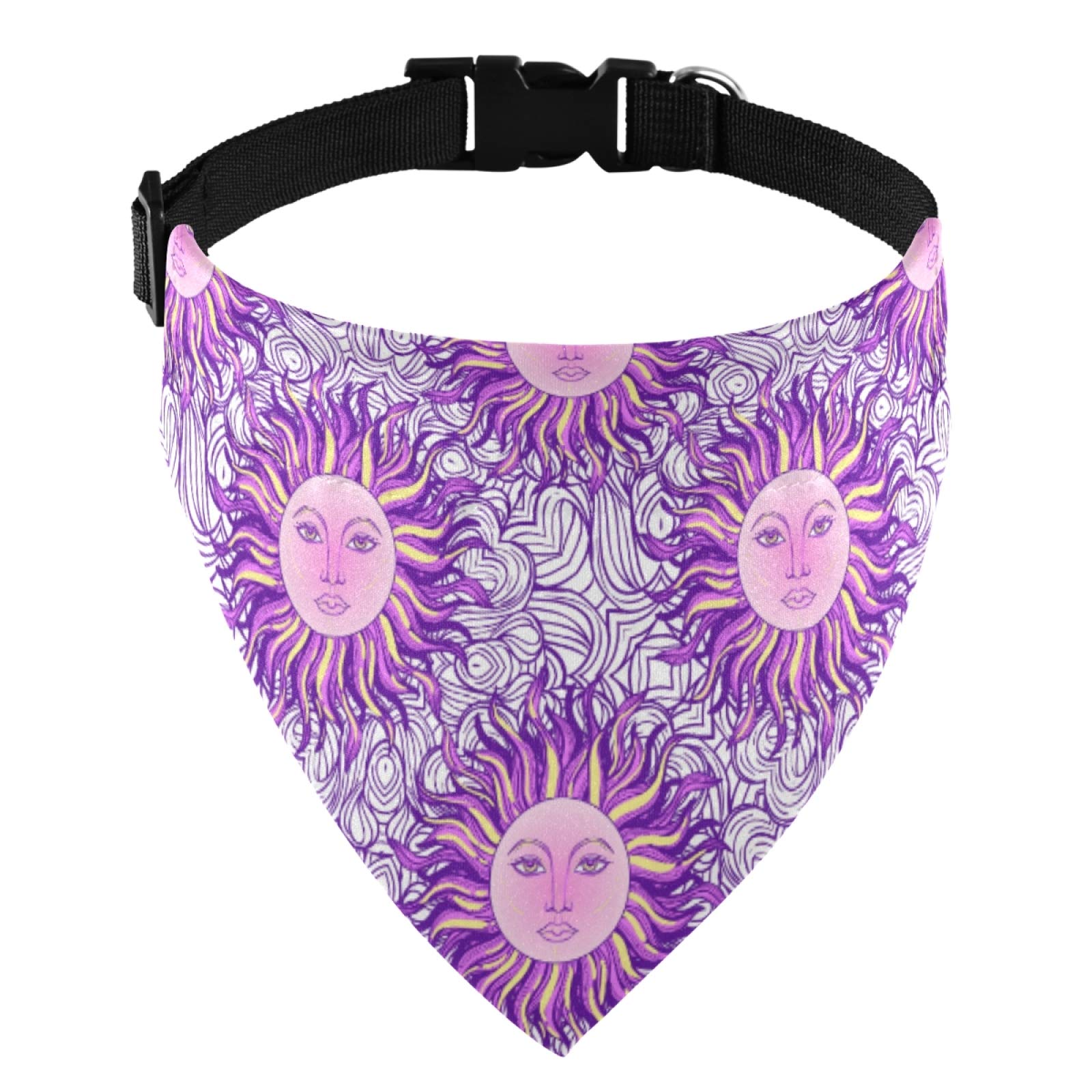 Bohemian Mandala Sun Pattern Adjustable Dog Bandana & Scarf - Triangle Dog Bib for Small Medium Large Dogs & Cats - Perfect for Outdoor Adventures, Pet Photos & Special Occasions