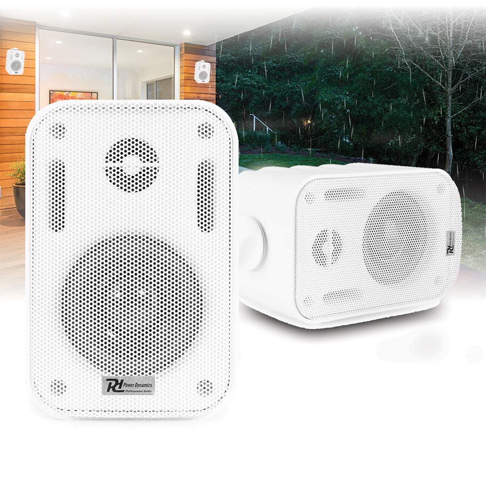 E-Audio B425BL Wireless Bluetooth Amplifier & Wall Mount Speakers - HiFi Stereo Sound for Smart Home, Office, and Outdoor Entertainment - White
