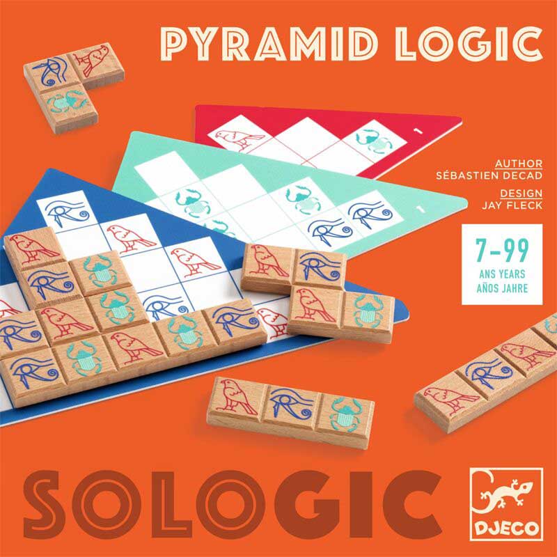 Djeco Pyramid Sologic Game - Fun Wooden Stacking Puzzle for Kids & Adults - Perfect for Family Game Night, Classroom Learning & Brain Teaser Challenges
