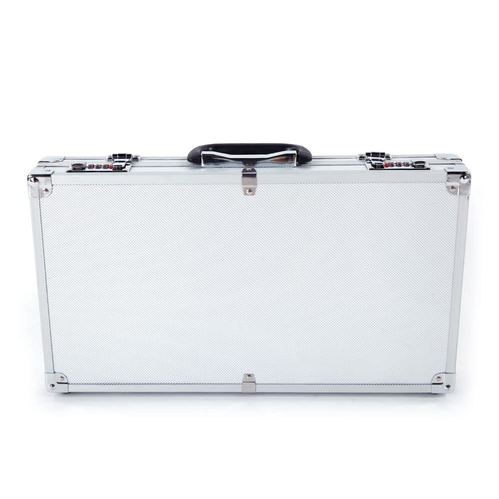 Tactical Aluminum Rifle Hard Case - Lockable Portable Shotgun Storage Box with Padded Foam & Non-Slip Handle - Secure Handgun Lock Box for Ammunition & Firearms - Durable Black Gun Case for Hunting, Range Transport & Home Security