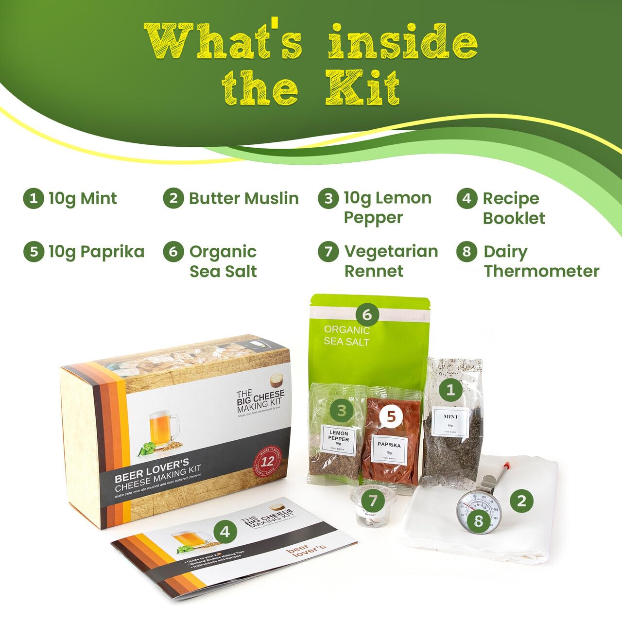 Beer Lover's DIY Cheese Making Kit with Rennet - Craft 12 Artisan Cheese Varieties at Home | Perfect for Home Brewers, Gifts & Culinary Enthusiasts