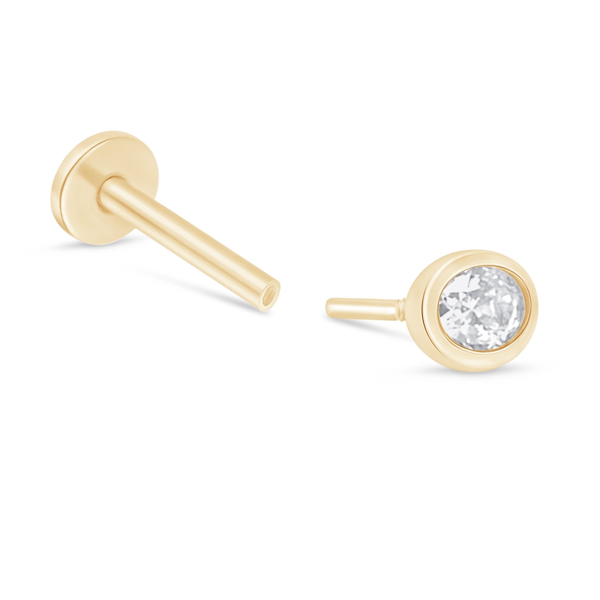 14K Yellow Gold Oval Gemstone Stud Earrings - Bezel Set Flat Back for Sensitive Ears | Perfect for Daily Wear, Work & Special Occasions