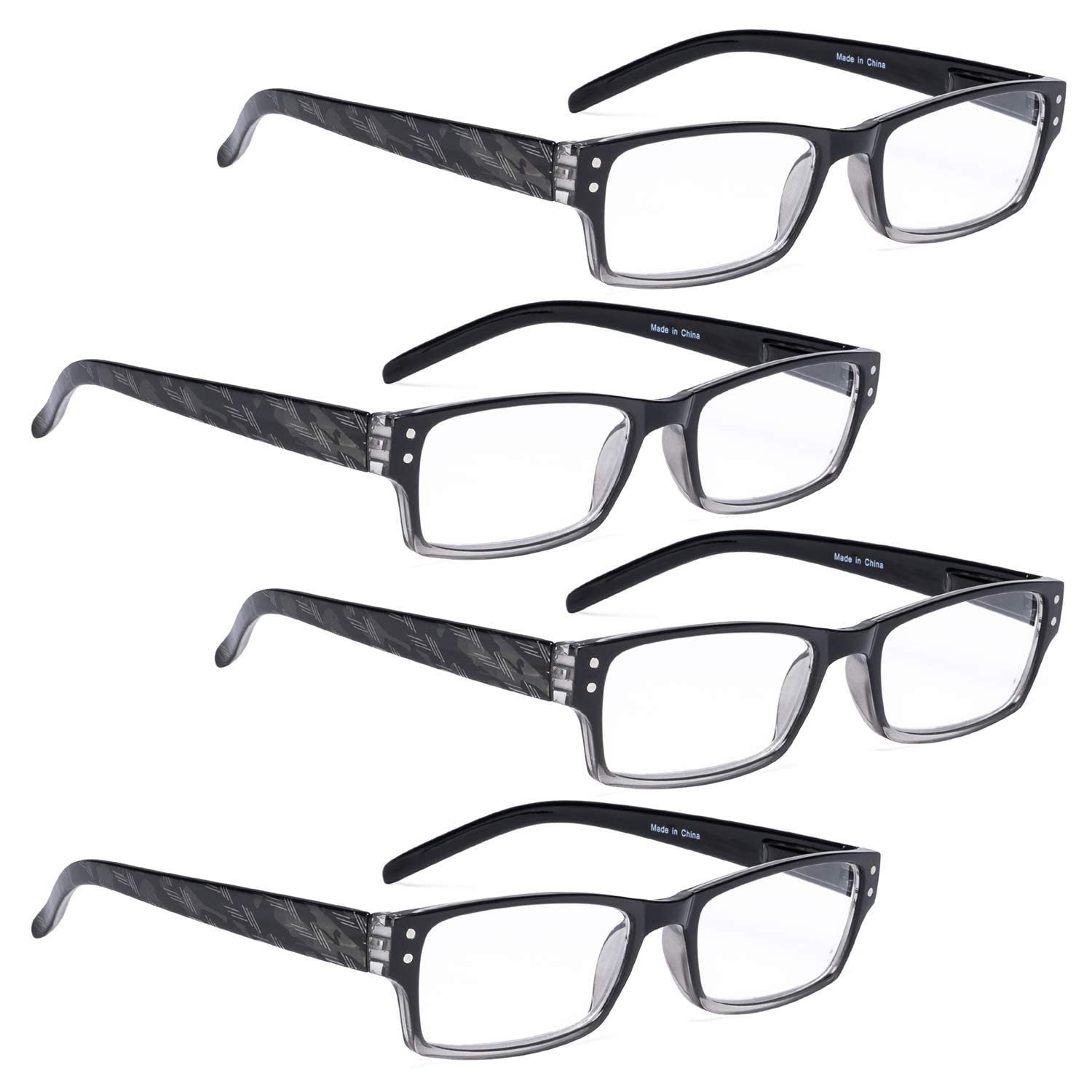 4-Pack Reading Glasses for Women & Men - Includes Sunshine Readers - Perfect for Reading, Crafts, and Outdoor Activities