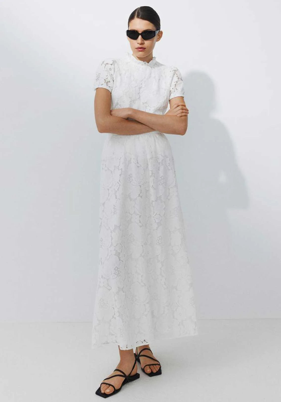 Hada Lace Top Women's Fashion Blouse - Elegant Cloud Dancer Design for Casual Wear, Date Night & Special Occasions