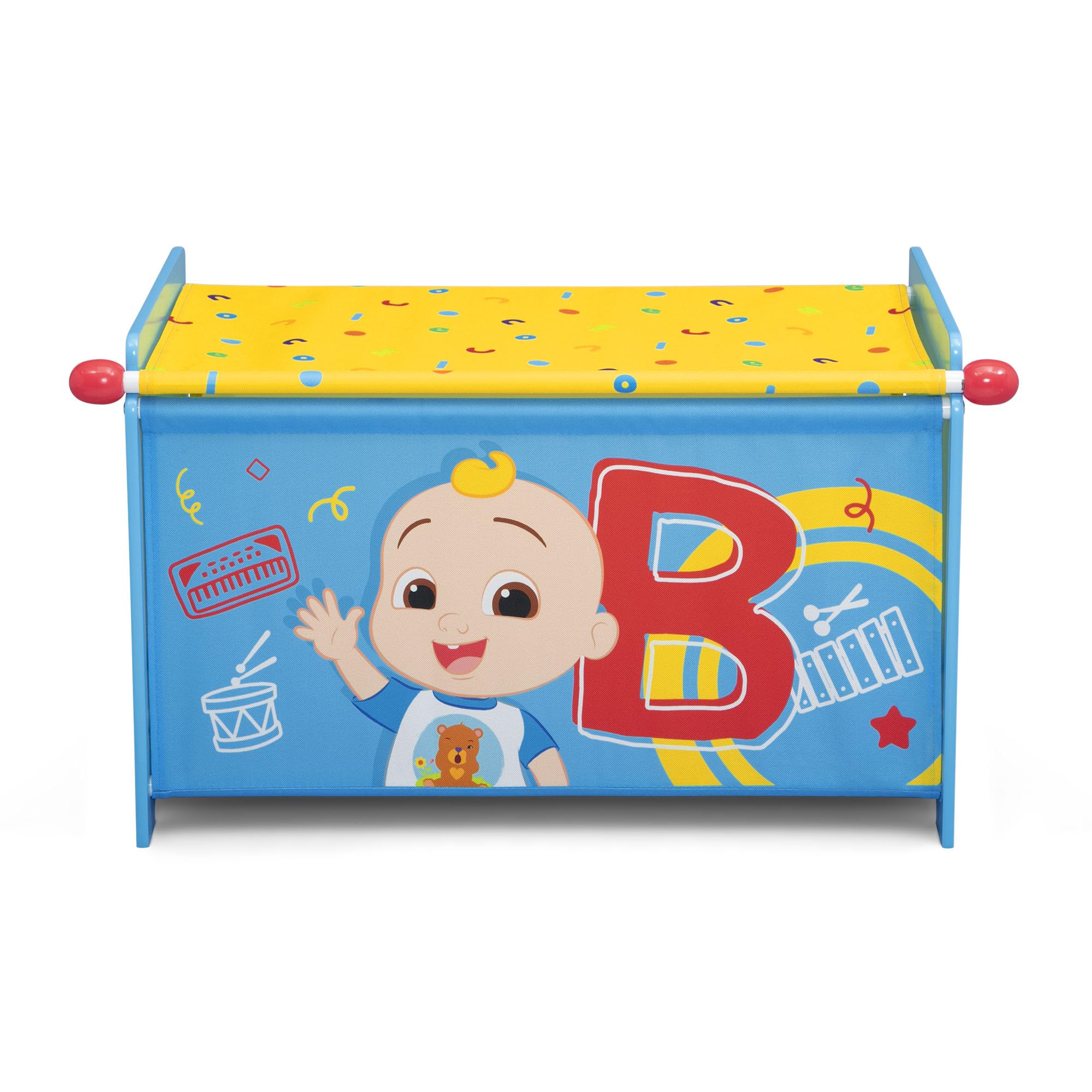 Delta Children CoComelon Kids Toy Storage Box with Retractable Fabric Lid - Blue | Nursery Organization & Playroom Storage Solution