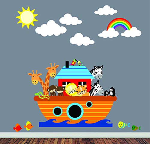 Noah's Ark Wall Sticker Decal - Waterproof Removable Nursery Decor for Kids' Room, Baby Shower Gift, Sunday School Classroom