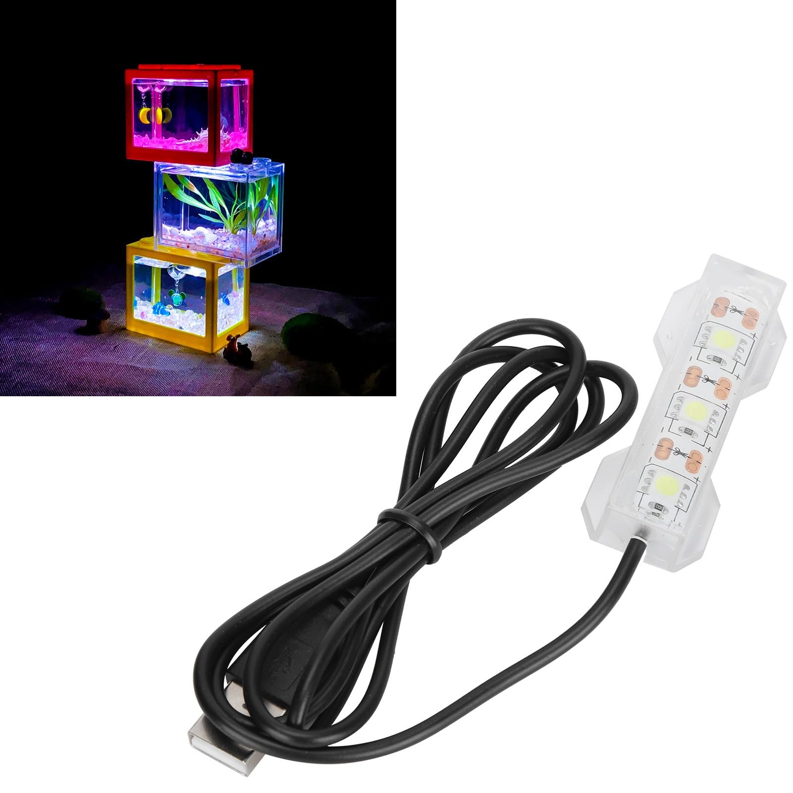Pssopp Small Aquarium LED Light for Water Plants - Mini Desktop Fish Tank Decoration with Soft Lighting | Perfect for Home, Office & Aquascaping