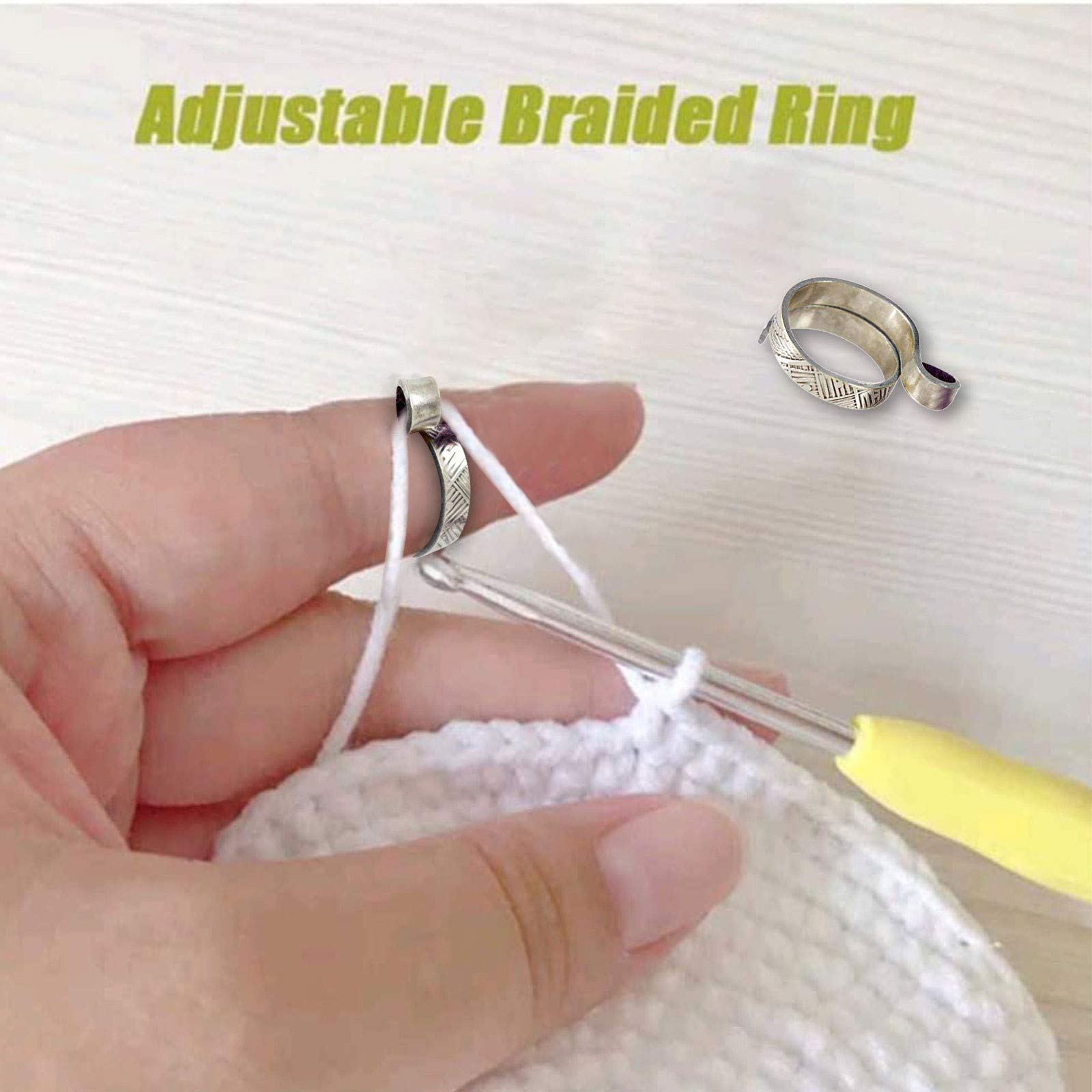 Wugonta Adjustable Knitting Loop Crochet Ring - Premium Yarn Guide Finger Holder & Knitting Thimble for Crocheting - Perfect for DIY Crafts, Knitting Projects, and Handmade Gift Making