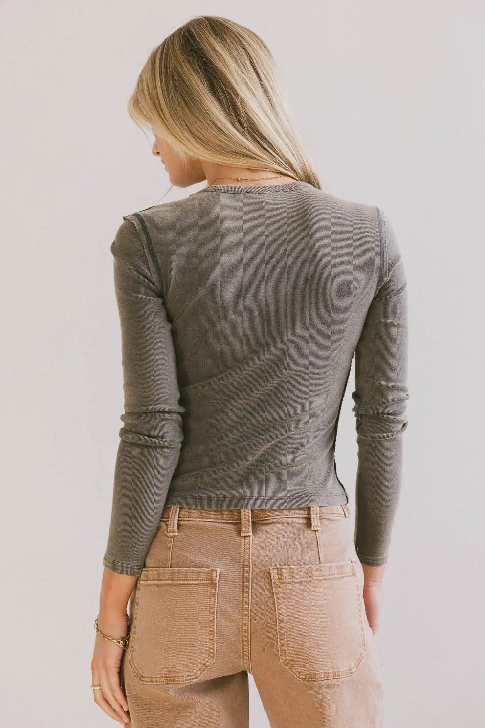 Lexie Ribbed Teal Top for Women - Comfortable Stretch Knit Shirt for Casual Wear & Layering