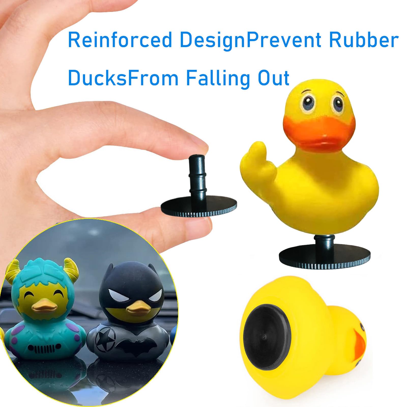 Funny Rubber Ducks for Car Dashboard - 3Pcs with Holders - Bath & Car Decor Gift