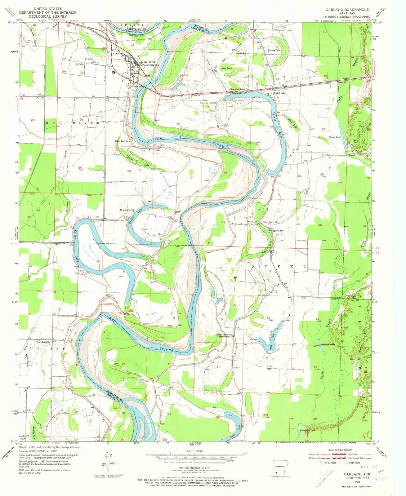 1952 Garland, Arkansas USGS Historical Topographic Map - Vintage Wall Art Decor (44x55 Inches) - Perfect for Home Office, Living Room & Gifts for History Lovers