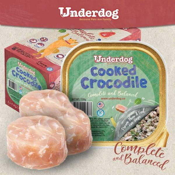 Premium Underdog Cooked Crocodile Fresh Frozen Dog Food - 1.2kg Grain-Free High Protein Meal for Dogs - Perfect for Sensitive Stomachs & Allergies - Ideal for Raw Diet Transition & Special Occasion Treats