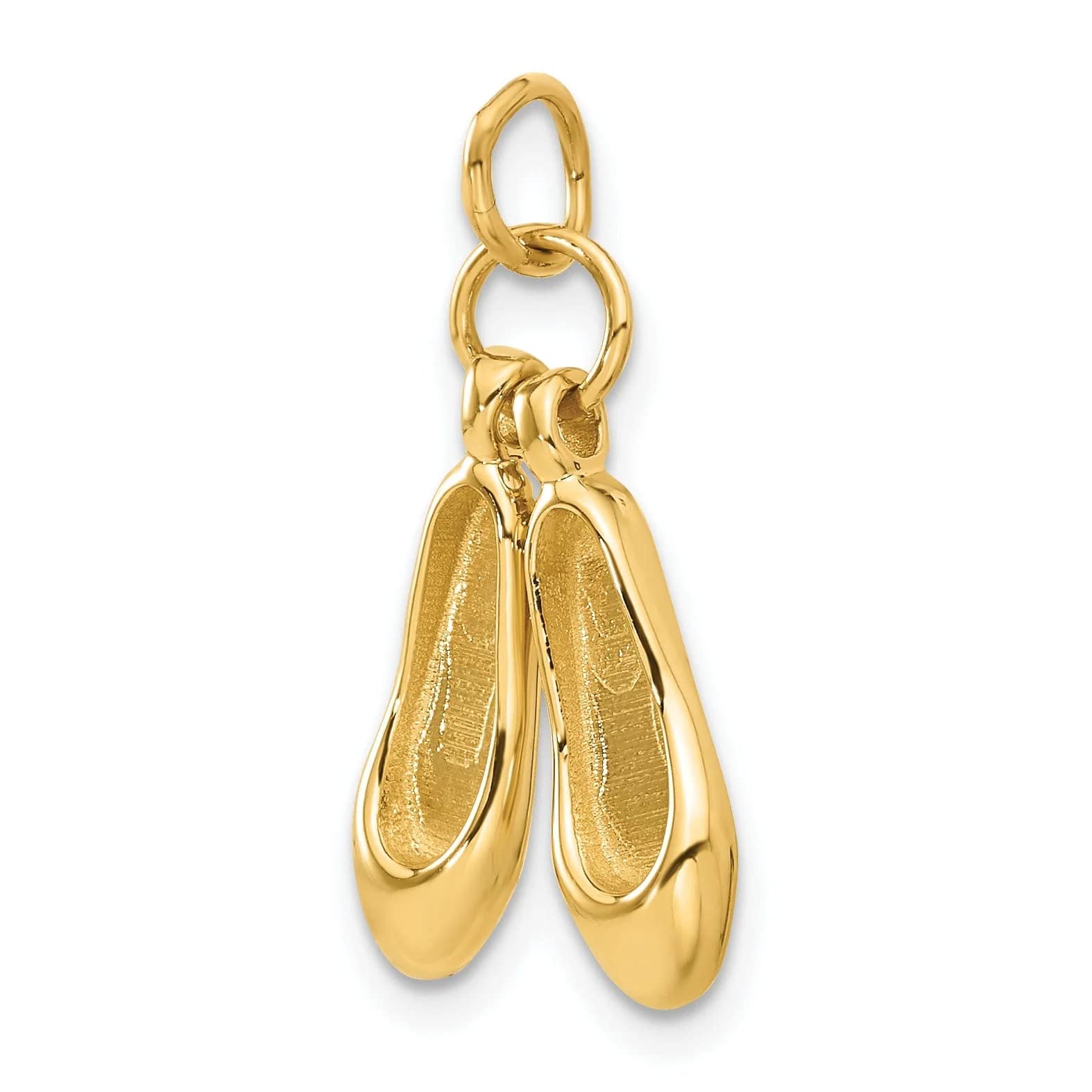 14K Yellow Gold 3D Ballet Slippers Pendant Necklace - Elegant Dance Jewelry Gift for Ballerinas & Dance Lovers - Perfect for Performances, Recitals & Special Occasions