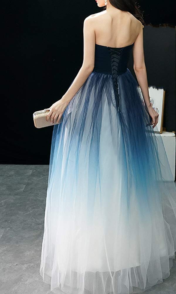 Kivary Women's Gradient Tulle Long Ombre Prom Dress with Pleats - Elegant Formal Evening Gowns for Homecoming, Ball, Wedding & Special Occasions