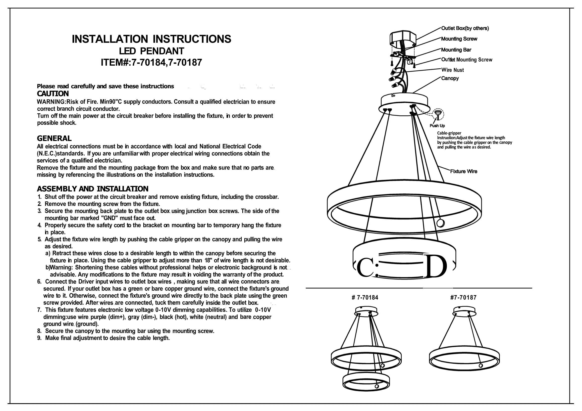 Modern Adjustable LED Pendant Light - 1 Ring Chandelier in Warm White (3000K) & Brown Finish for Dining Room, Living Room, Bedroom, Hallway - Perfect for Kitchen Islands, Breakfast Nooks & Entryway Lighting