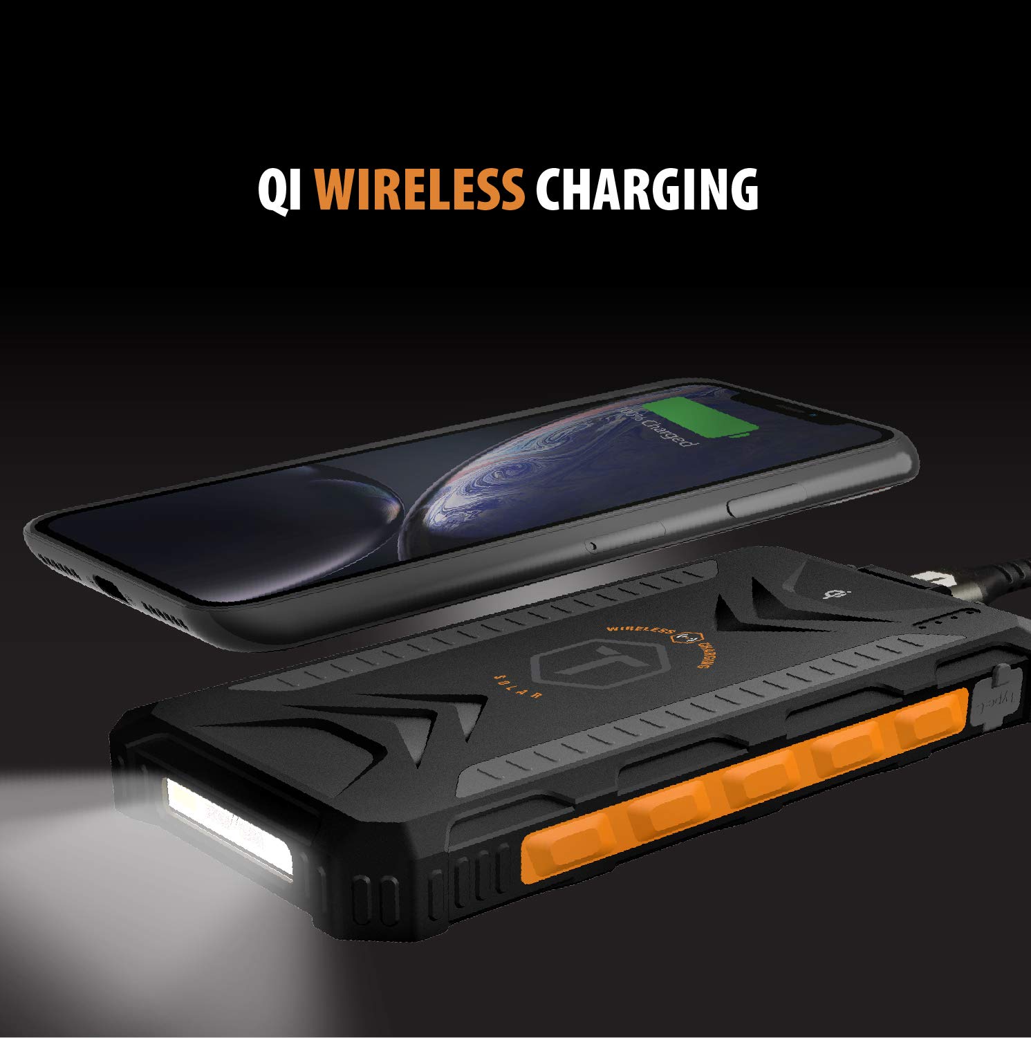 ToughTested 10000mAh Solar Charger - Waterproof IP65 Portable Power Bank with Wireless Charging | Perfect for Camping, Hiking & Outdoor Adventures