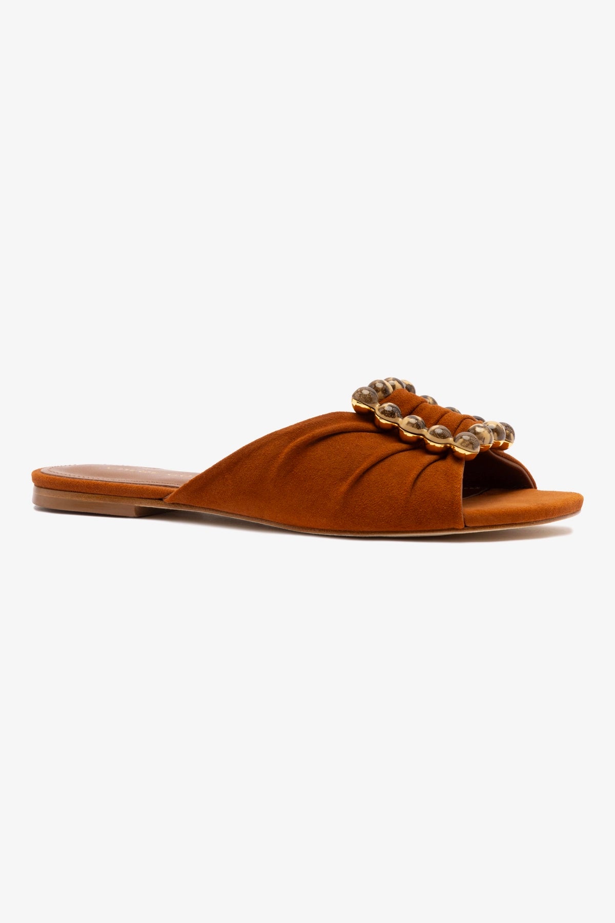 Chloe Gosselin by Larroudé Nova Flat Shoes in Chestnut Suede - Comfortable & Stylish Women's Loafers for Work, Office & Casual Wear