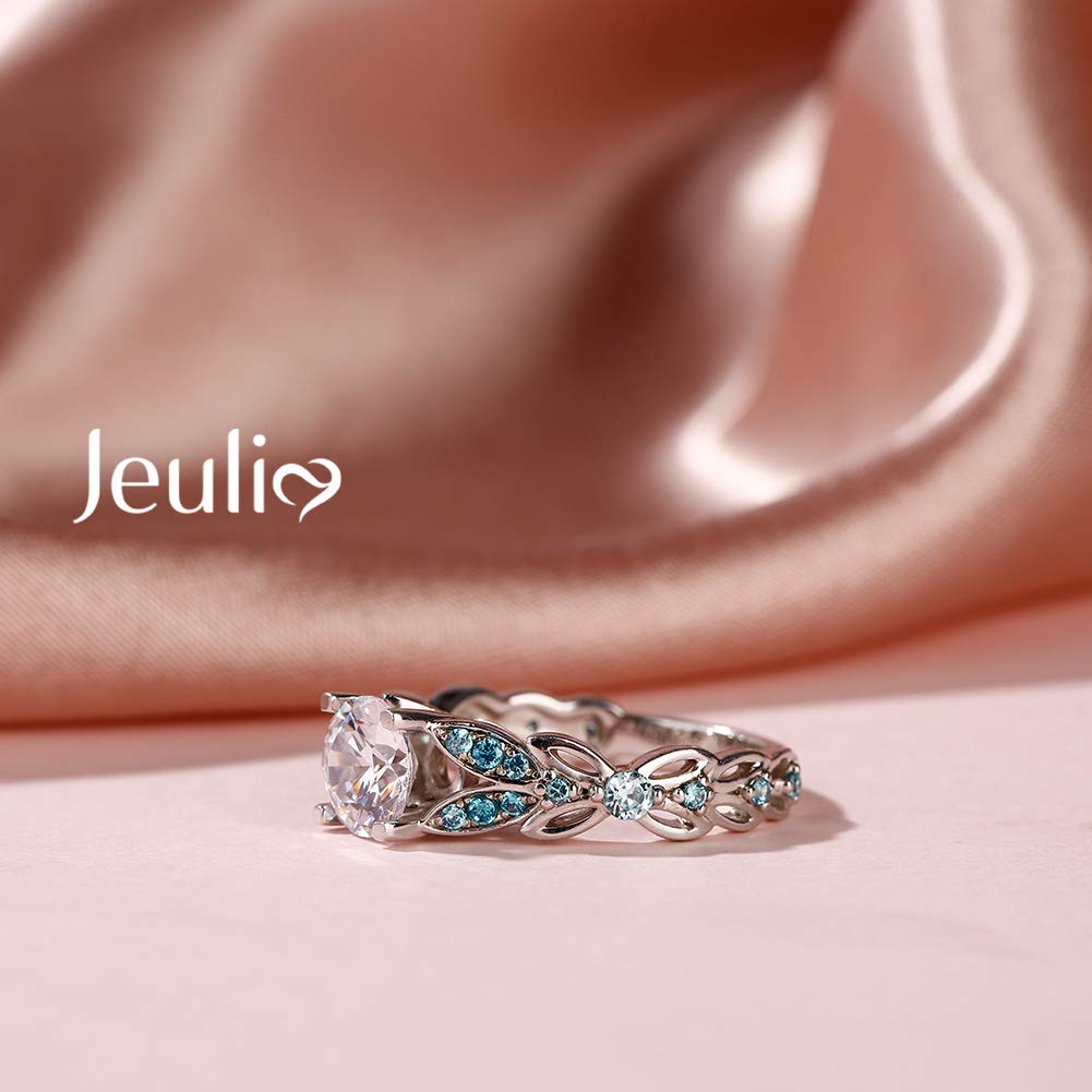 Jeulia 4.3 Carat Purple Amethyst Sterling Silver Butterfly Ring Set for Women - Personalized Bridal Wedding Engagement Eternity Promise Rings - Perfect for Valentine's Day, Anniversary & Special Occasion Gifts