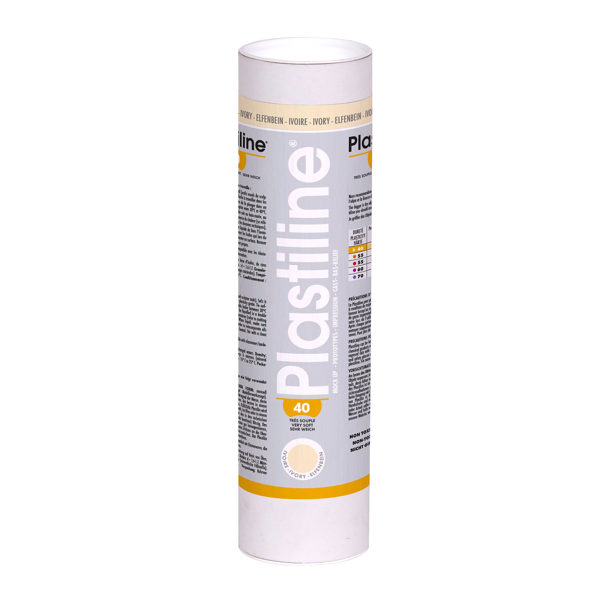Premium 40 Hardness Plastiline Modeling Clay - Ivory Color for Sculpting, Pottery & Art Projects - Ideal for Artists, Students & DIY Crafters