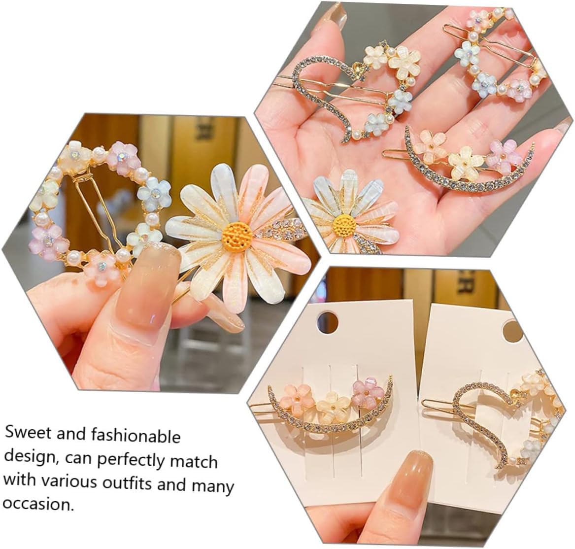 Korean Hair Clips for Women & Girls - Bling Rhinestone Pearl Resin Acrylic Hair Accessories Set | Bobby Pins & Hair Slides for Kids, Teens & Adults | Perfect for Weddings, Parties & Daily Styling