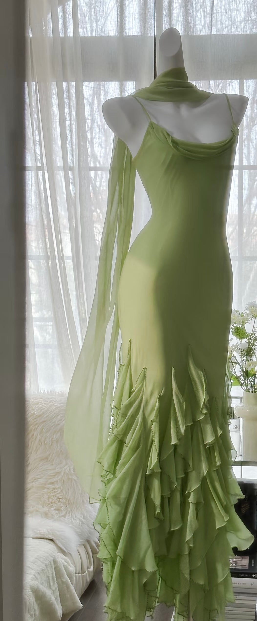 Elegant Mermaid Ruffle Chiffon Prom Dress in Emerald Green - Formal Evening Gown for Homecoming, Quinceañera & Birthday Parties (Style J6313)