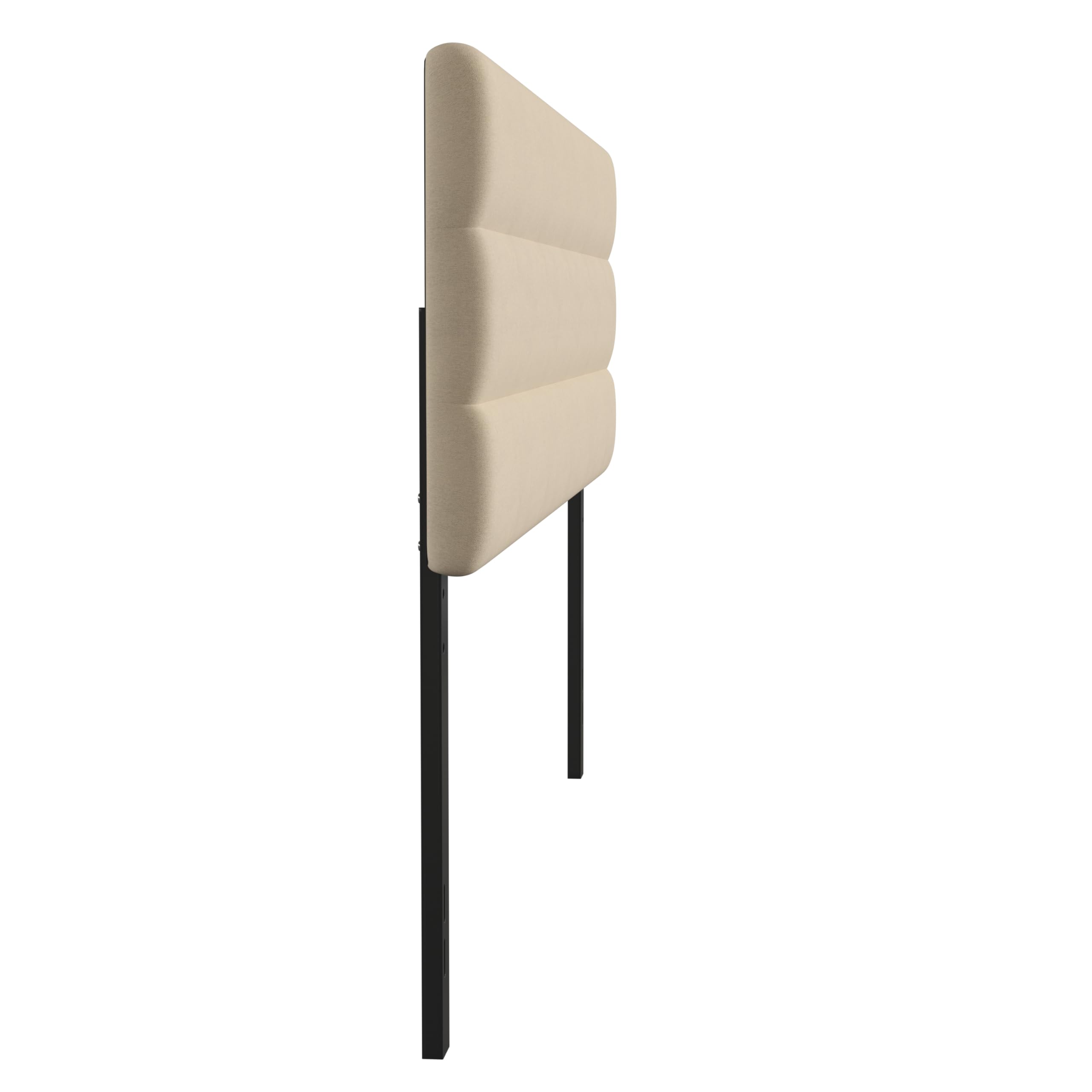 Merrick Lane Coppola Upholstered King Size Headboard - Button Tufted Cream Fabric with Adjustable Metal Legs - Fits Most Standard Bed Frames - Perfect for Master Bedrooms & Guest Rooms