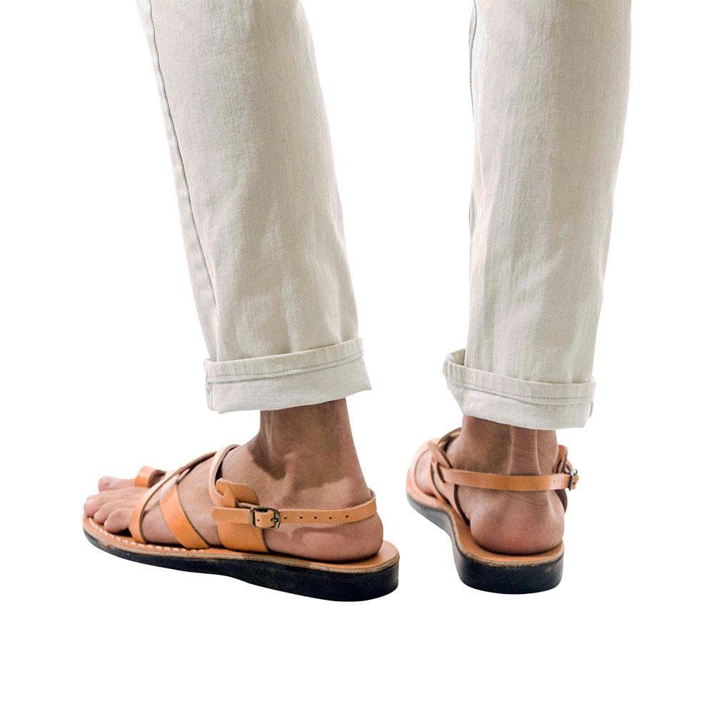 The Good Shepherd Buckle Leather Toe Loop Sandals for Men - Comfortable Casual Summer Footwear for Beach, Walking & Outdoor Activities