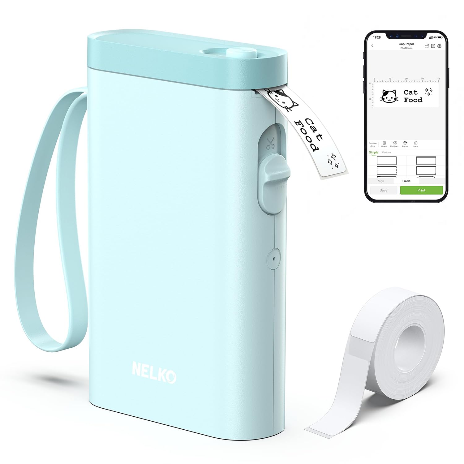 Nelko P21 Bluetooth Label Maker Machine with Tape - Wireless Mini Label Printer for Home & Office Organization - Multiple Templates, Easy to Use - Perfect for Pantry, Storage, School & Craft Projects (Cyan)