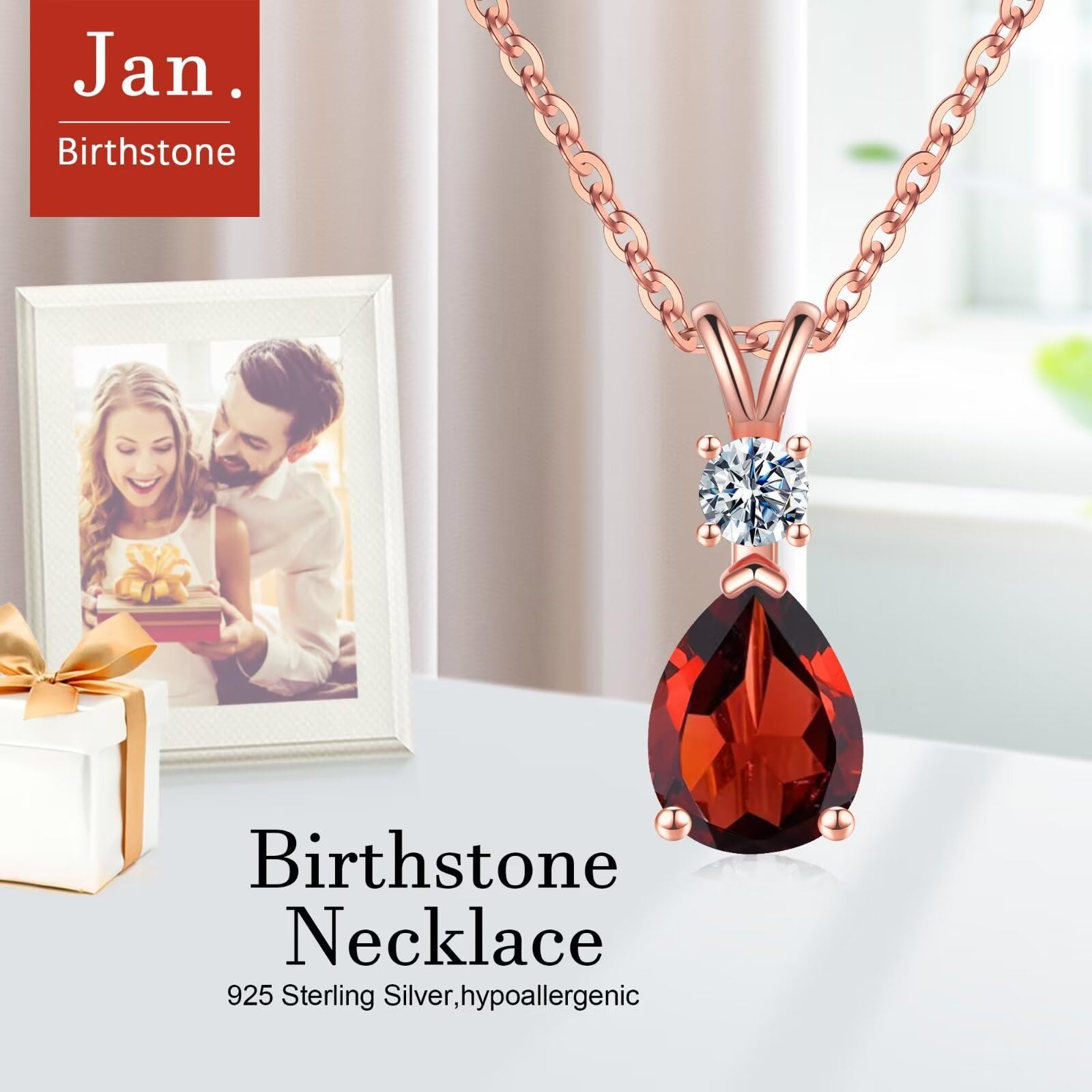 1.25 Ct Pear Birthstone Necklace for Women - 18K White Gold Plated S925 Sterling Silver with Genuine/Created Gemstone | Elegant Jewelry Gift for Birthday, Anniversary & Special Occasions | Perfect for Weddings, Parties & Everyday Wear