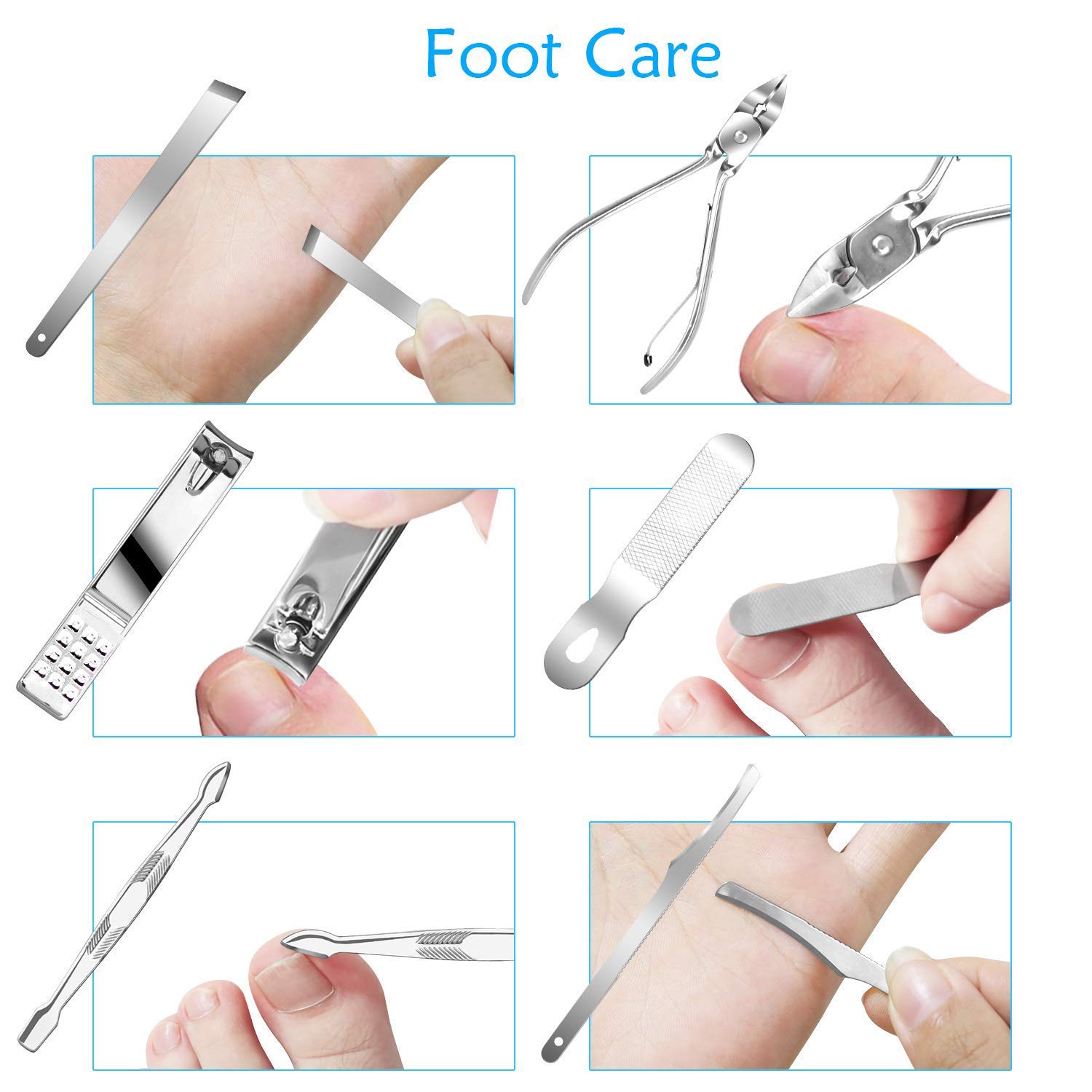 Kamz Beauty 18-in-1 Professional Pedicure Kit - Stainless Steel Callus Remover & Foot File for Dead Skin Removal | Complete Manicure & Pedicure Tools Set for Women & Men | Perfect for Home Foot Spa & Nail Care