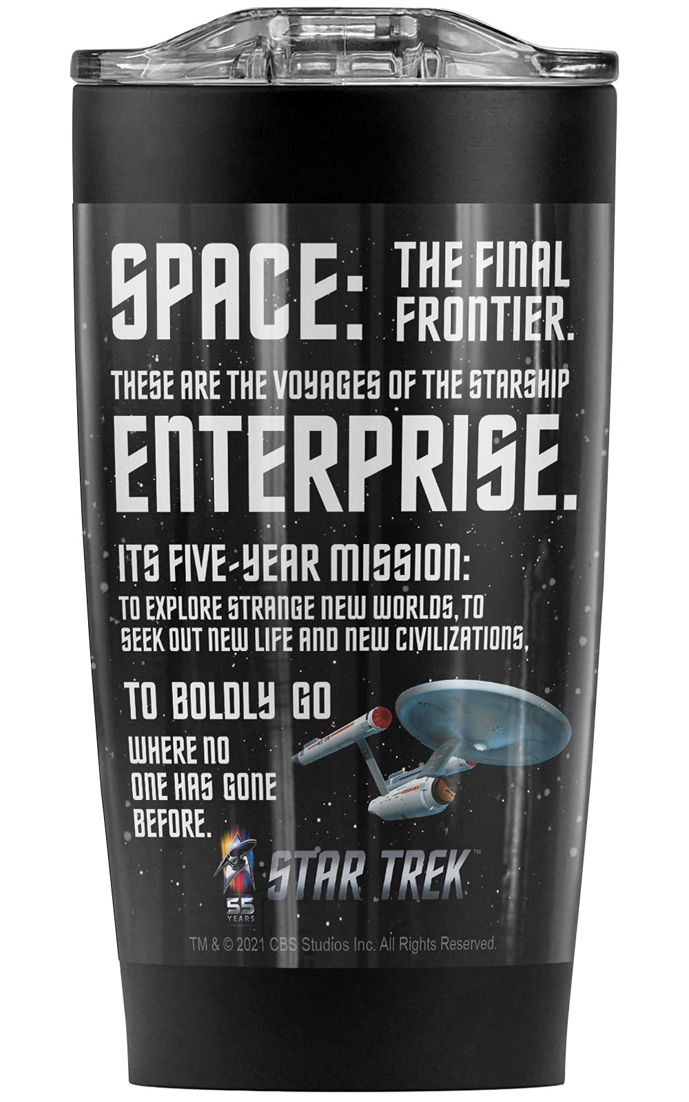 Star Trek Intro Stainless Steel Tumbler 20oz - Vacuum Insulated Travel Mug with Leakproof Lid - Double Wall Coffee Cup for Hot & Cold Drinks - Perfect for Office, Commuting, Camping & Outdoor Adventures