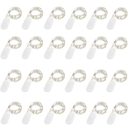 24 Pack Battery Operated Fairy Lights - 6.6ft 20 LED Mini String Lights with Silver Wire for Wedding, Party, Christmas Decor (Cool White) | Perfect for DIY Home Decor, Bedroom, Garden & Holiday Celebrations